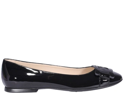 Tod's Patent Leather Ballets In Black