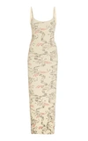 PACO RABANNE WOMEN'S PRINTED RIBBED COTTON MAXI DRESS