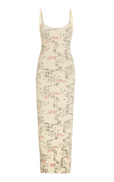 Paco Rabanne Women's Printed Ribbed Cotton Maxi Dress In Ivory