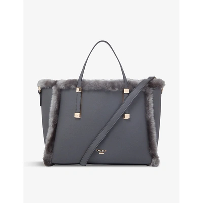 Dune Womens Grey-faux Fur Duffie Faux-fur And Leather Tote Bag 1 Size