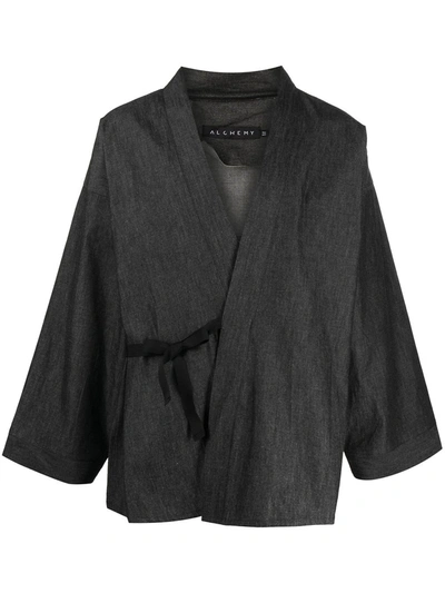 Alchemy Tie-fastening Cotton Jacket In Black