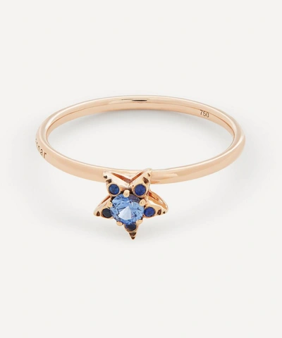 Selim Mouzannar 18ct Rose Gold Istanbul Small Blue Sapphire Star Ring
