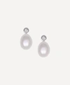 Kojis White Gold Pearl And Diamond Drop Earrings In Silver