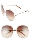 Chloé Carlina 62mm Oversize Sunglasses In Rose Gold/ Transparent Brown