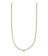 Tory Burch Braided Face Mask Chain In Rolled Brass/light Blue/pesto