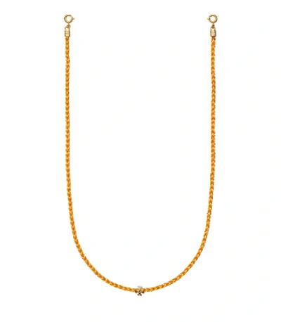 Tory Burch Braided Face Mask Chain In Rolled Brass/goldfinch/candied Orange