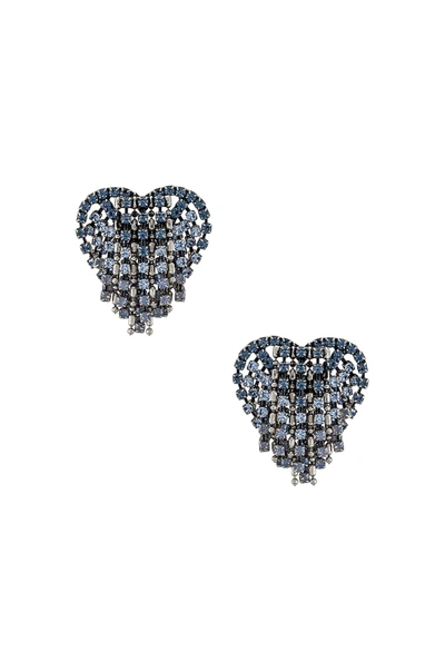Dannijo Cecily Heart Pendant Earrings In Silver Blue