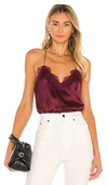 Cami Nyc The Racer Lace Trim Silk Camisole In Cabernet