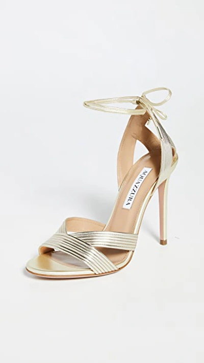 Aquazzura 105mm Ari Sandals Soft Gold