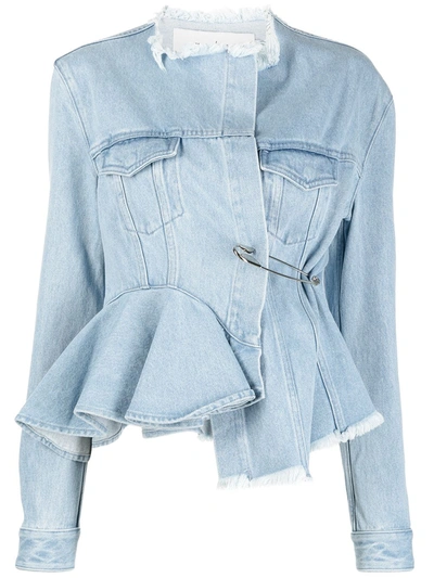 Marques' Almeida Peplum-hem Denim Jacket In Blue