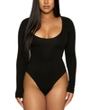 Naked Wardrobe V-ery Into You Snatched Bodysuit In Black