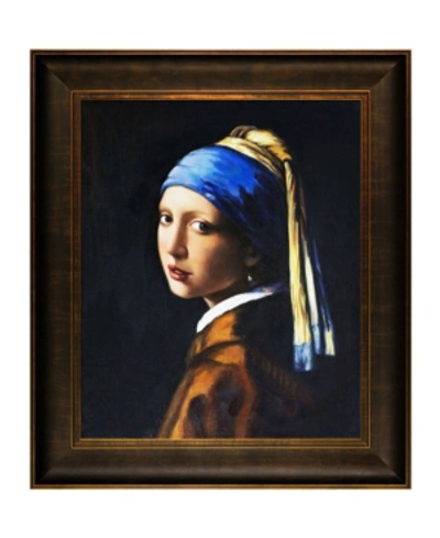 La Pastiche By Overstockart Girl With A Pearl Earring With Veine D'or Scoop Frame, 26.5" X 30.5" In Multi