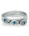 Macy's Cubic Zirconia Evil Eye Trio 18k Gold Plate & Silver Plate Stack Ring, Set Of 3 Rings In Silver
