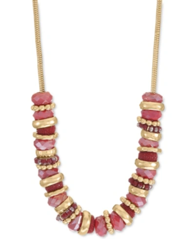 Style & Co Semi-beaded Strand Necklace, 26" + 3" Extender, Created For Macy's In Red