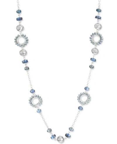Style & Co Stone, Bead & Open Circle Station Necklace, 42" + 3" Extender, Created For Macy's In Blue