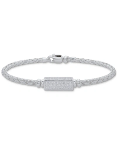 Macy's Cubic Zirconia Bar Woven Link Bracelet In Sterling Silver