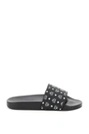Mcm Monogram Logo Print Slide Sandals In Black,white