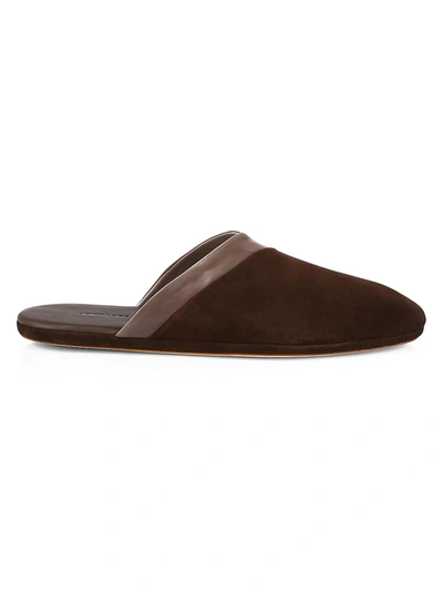 John Lobb Suede Slippers In Auburn