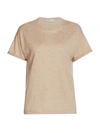 Brunello Cucinelli Cashmere & Silk-blend Lurex Crewneck T-shirt In Deserto