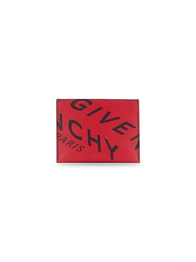 Givenchy Men's Logo Typographic Leather Card Case In Red/black