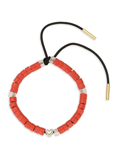 Adina Reyter Design Kits Red Jasper, Rose Quartz & Diamond Leather Cord For Love Bracelet