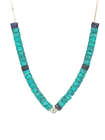 Adina Reyter Design Kits 14k Yellow Gold, Diamond, Turquoise & Lapis Necklace