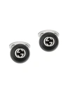 GUCCI MEN'S INTERLOCKING G STERLING SILVER ENAMEL BUTTON CUFFLINKS,400013513624