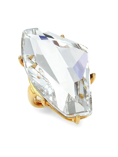 Kenneth Jay Lane Goldplated & Asymmetrical Crystal Statement Ring
