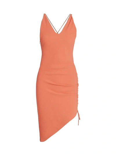 Iro Clody Asymmetric Ruched Crepe Mini Dress In Apricot