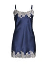 Josie Natori Lace-trim Silk Chemise In Midnight Navy