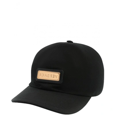 Versace Kids Gold Logo Cap In Black