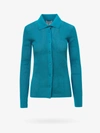 Bottega Veneta Collared Knit Gauze Cardigan In Blue