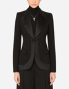 DOLCE & GABBANA SINGLE-BREASTED WOOL BLAZER WITH DUCHESSE TRIMS