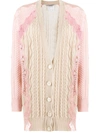 STELLA MCCARTNEY FLORAL LACE CABLE KNIT CARDIGAN