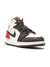 Nike Air Jordan 1 Mid Se "red/grey/black Toe" Sneakers In White