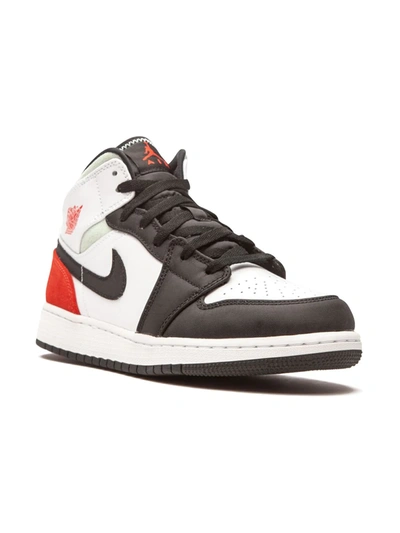 Nike Kids' Air Jordan 1 Mid Se "red/grey/black Toe" Sneakers In Black/chile Red/white