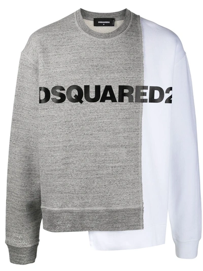 Dsquared2 Deconstructed Logo-print Sweatshirt In Grey