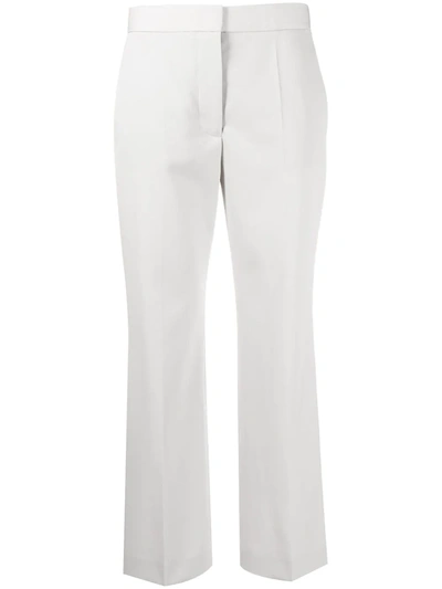 Stella Mccartney Grey Straight-leg Cropped Wool Trousers