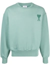 Ami Alexandre Mattiussi Logo Embro Boxy Cotton Jersey Sweatshirt In Green Aqua