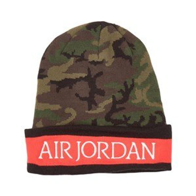 Air Jordan Kids'  Khaki Camo Beanie In Green