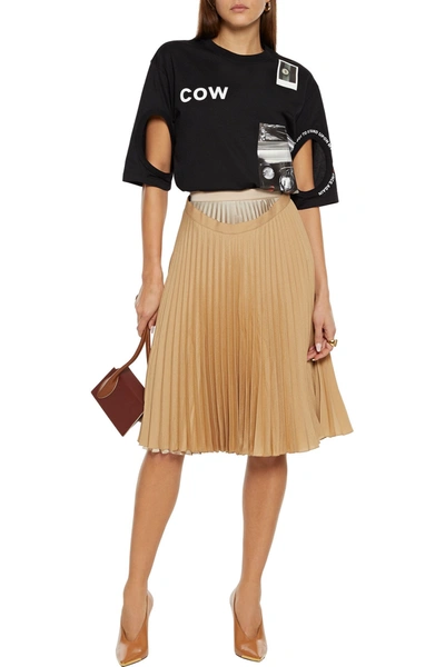 Burberry Layered Pleated Satin-crepe Skirt In Sand