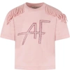 ALBERTA FERRETTI PINK T-SHIRT FOR GIRL WITH LOGO,11679670