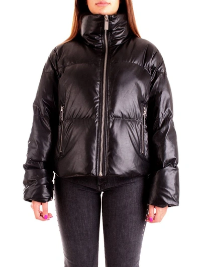 Michael Kors Quilted Faux Leather Puffer Jacket In Black