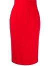 Alexander Mcqueen Rear Vent Pencil Skirt In Red