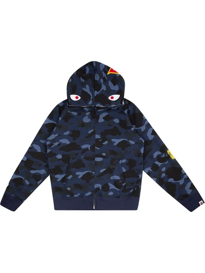 A Bathing Ape Colour Camo Shark Full-zip Hoodie In Blue