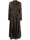 Ba&sh Fara Leopard-pint Midi Dress In Brown
