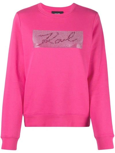 Karl Lagerfeld Logo-patch Sweatshirt In Pink