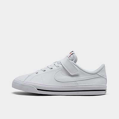 Nike Little Kids' Court Legacy Casual Shoes In White/white/black