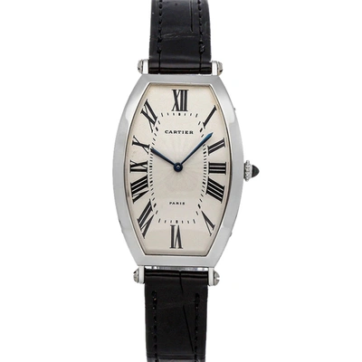 Pre-owned Cartier Silver Platinum Tonneau W1528152 Men's Wristwatch 26 X 38 Mm