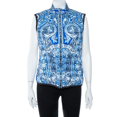 Pre-owned Etro Blue Paisley Print Quilted Puffer Vest M